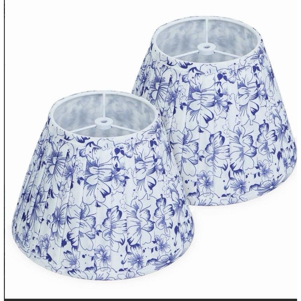 Doloota Lampshades Set Of 2 Cobalt Blue And White Floral